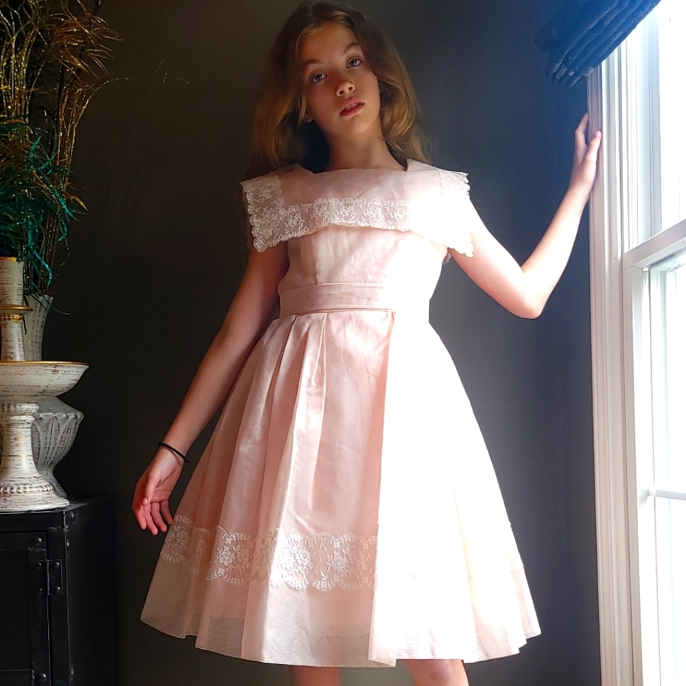Vintage Little Girl Pale Pink Party Dress